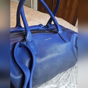 Pixie Mood Blue Vegan Leather Weekender Travel Satchel Crossbody Bag